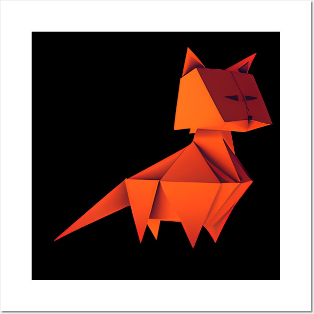 Geometric Cat abstract and colorful origami style Wall Art by GraphGeek